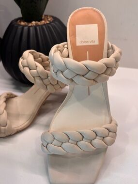 Dolce Vita Braided Double-Strap Slide Sandals in Beige